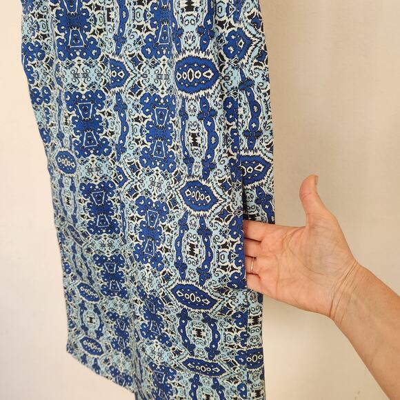 JOE FRESH Blue Geometric Print Sleeveless Shift Summer Mini Dress Size XS - Picture 9 of 10